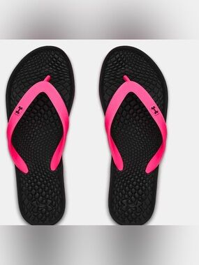 Under Armour Women's Black & Hot Pink Thong Sandals